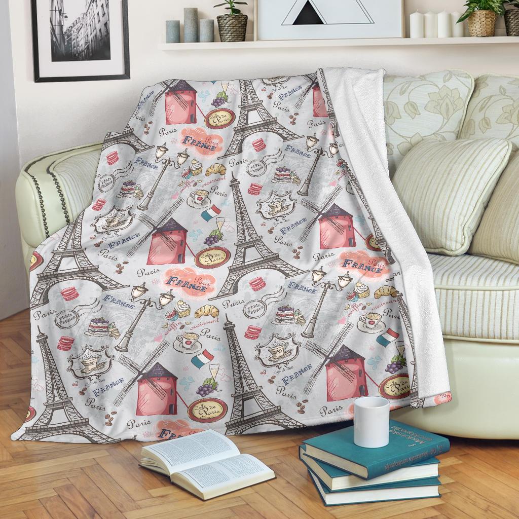 Paris France Pattern Print Blanket-grizzshop