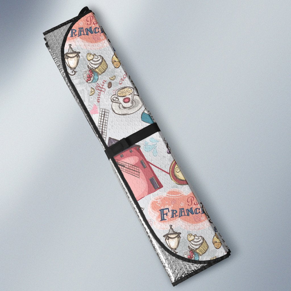 Paris France Pattern Print Car Sun Shade-grizzshop