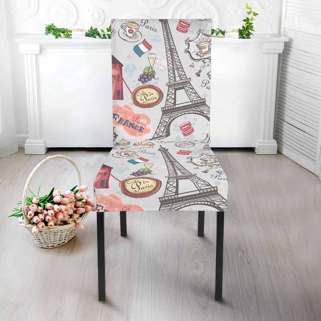 Paris France Pattern Print Chair Cover-grizzshop