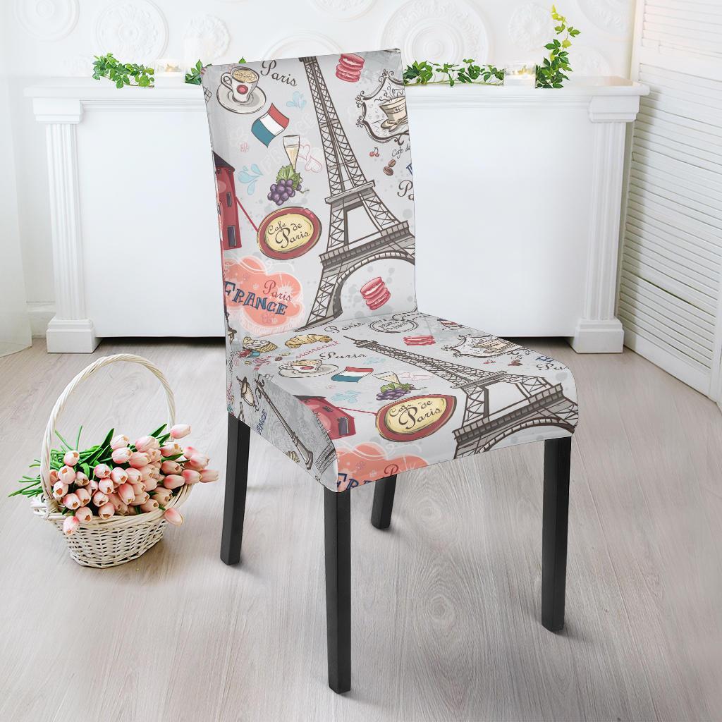 Paris France Pattern Print Chair Cover-grizzshop