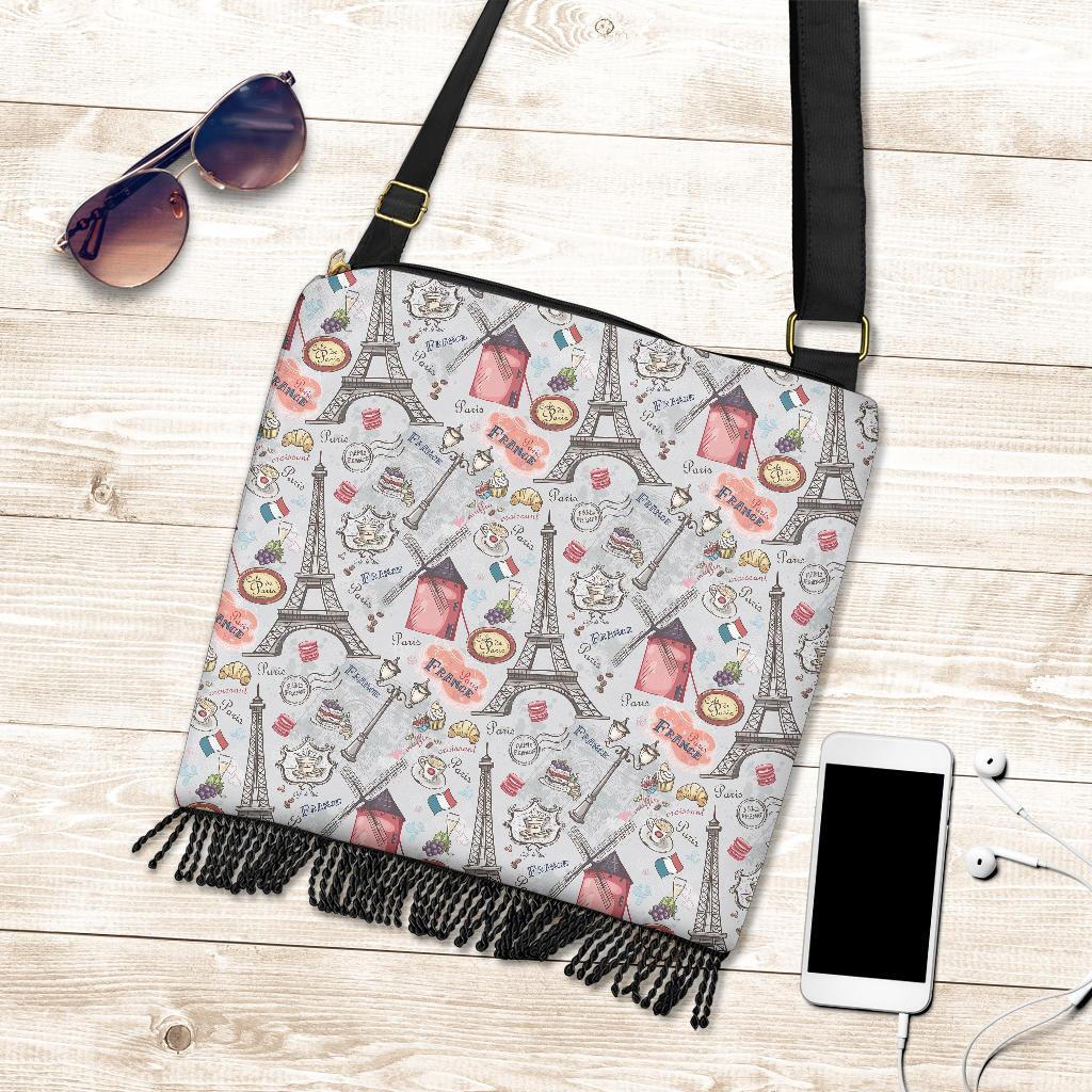 Paris France Pattern Print Crossbody bags-grizzshop