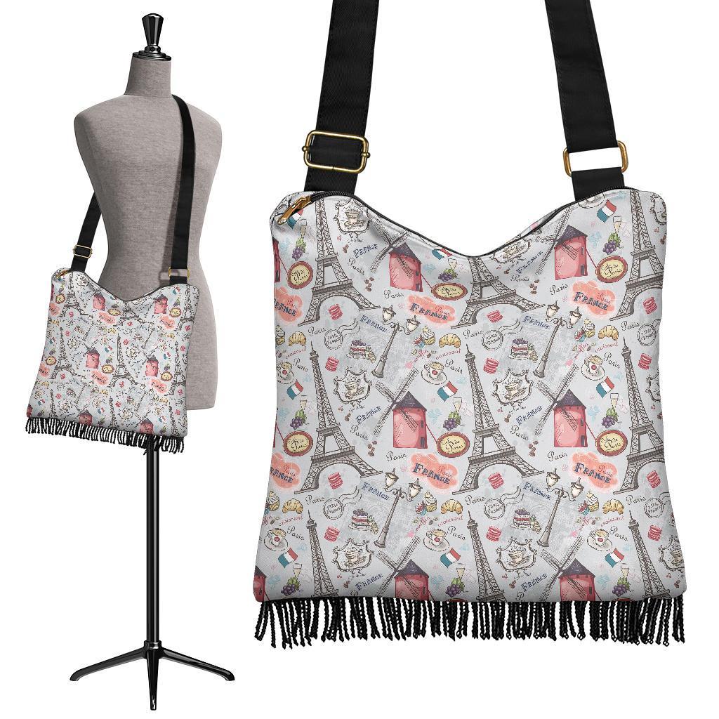 Paris France Pattern Print Crossbody bags-grizzshop