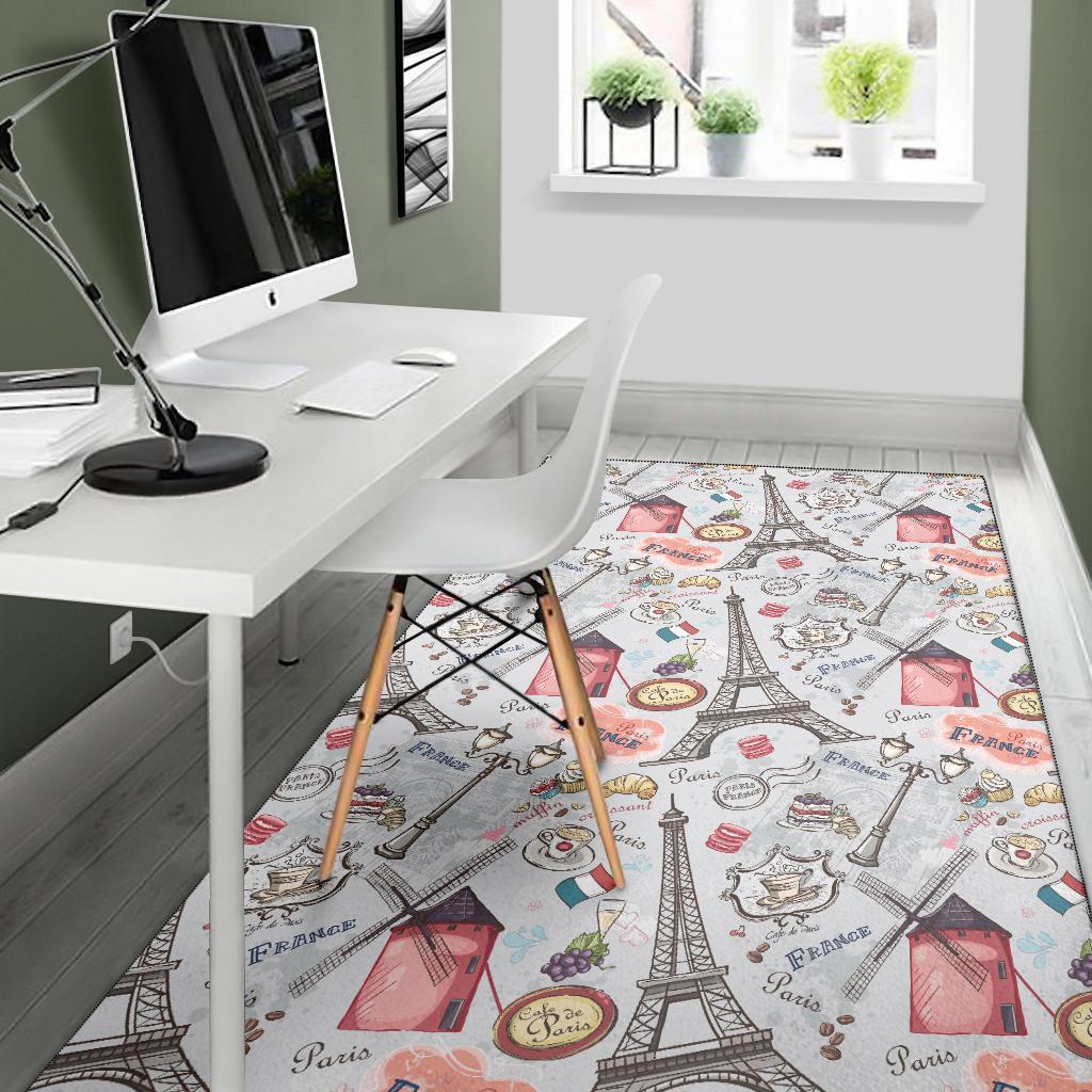 Paris France Pattern Print Floor Mat-grizzshop