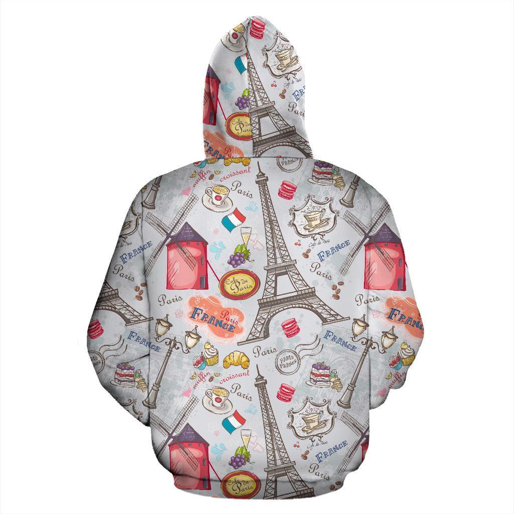 Paris France Pattern Print Men Women Pullover Hoodie-grizzshop