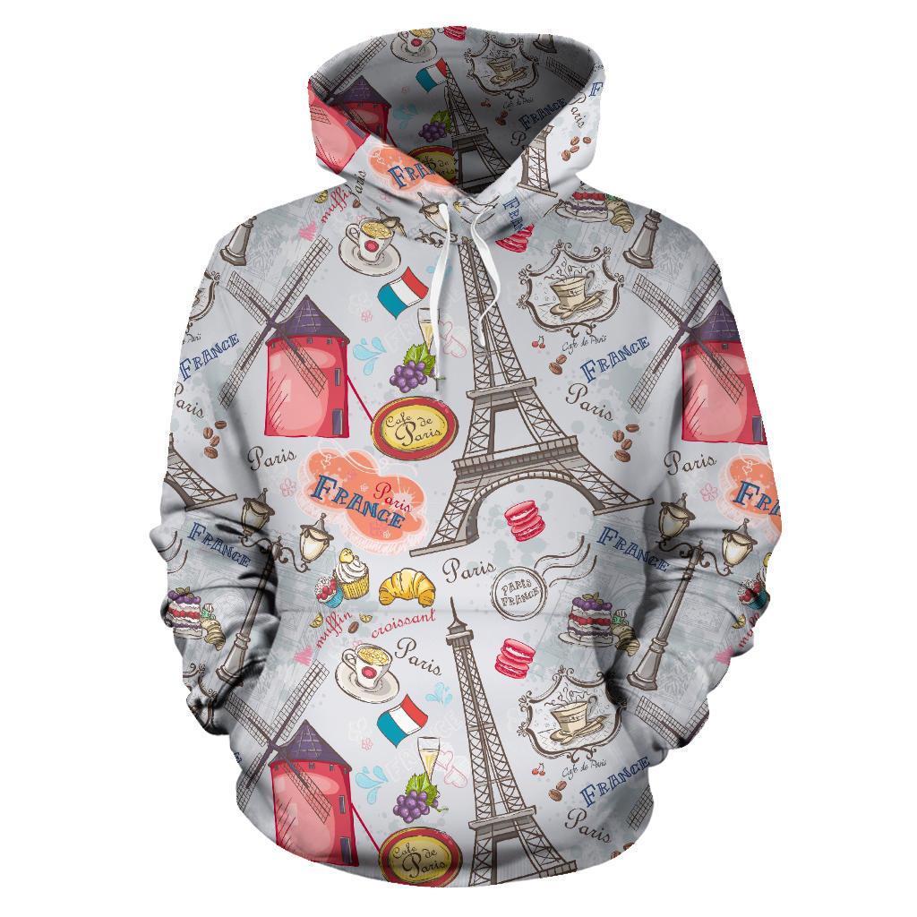 Paris France Pattern Print Men Women Pullover Hoodie-grizzshop