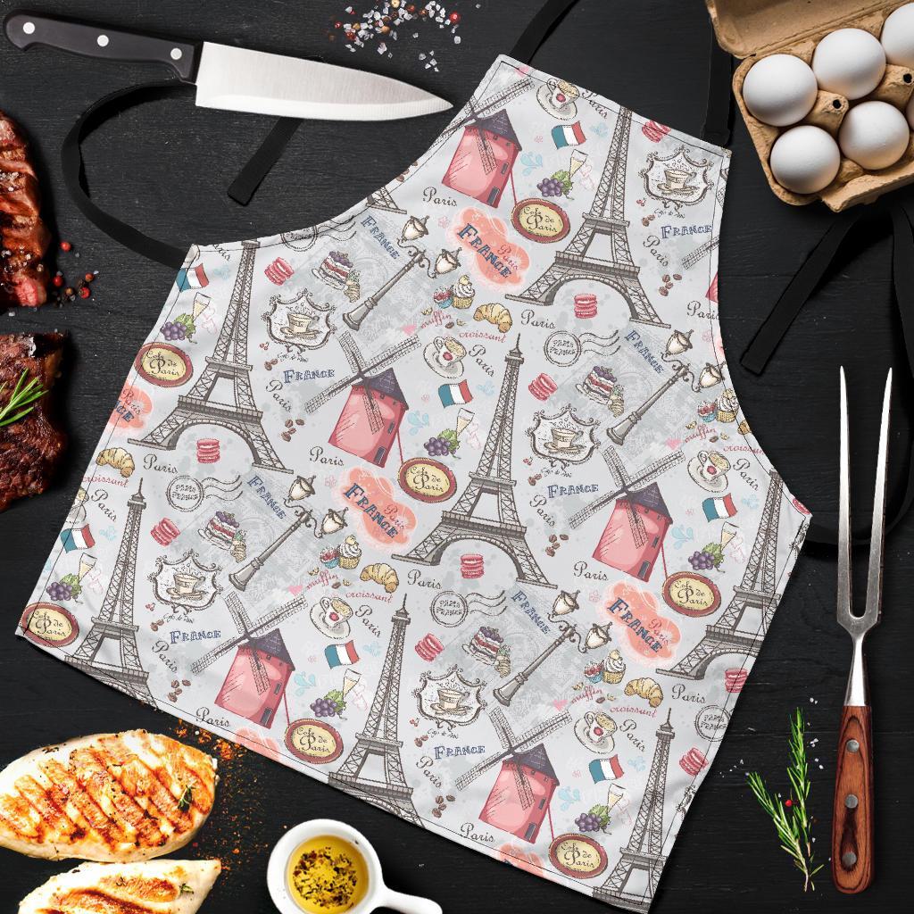 Paris France Pattern Print Men's Apron-grizzshop