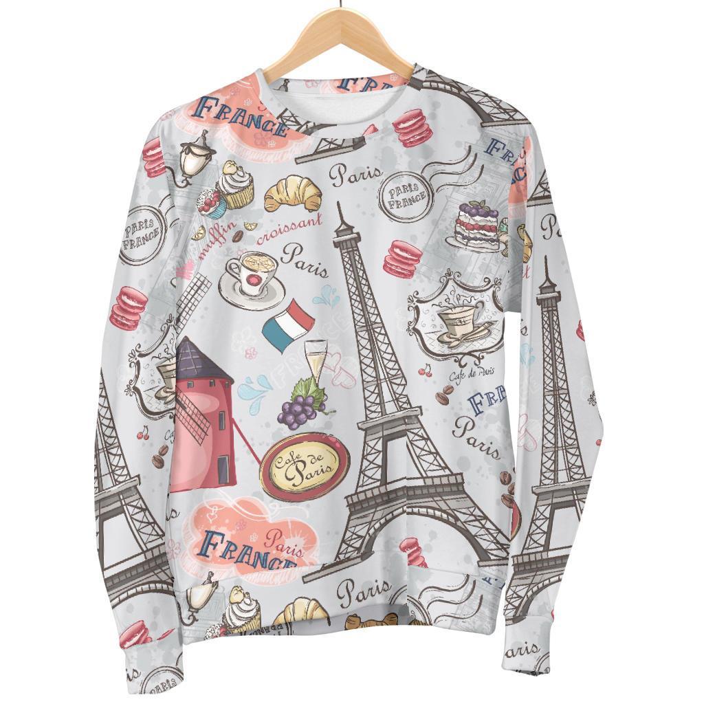 Paris France Pattern Print Women's Sweatshirt-grizzshop