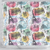 Paris France Print Pattern Bathroom Shower Curtain-grizzshop