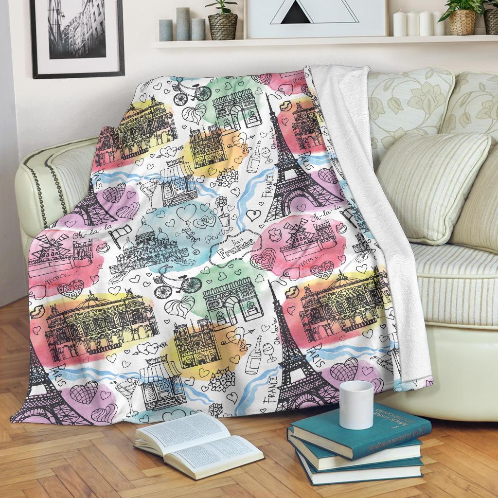 Paris France Print Pattern Blanket-grizzshop