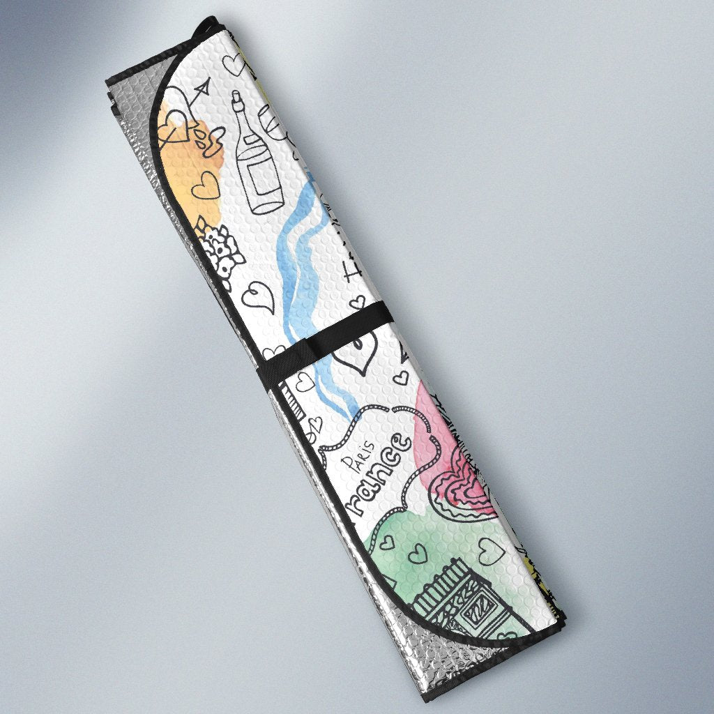 Paris France Print Pattern Car Sun Shade-grizzshop