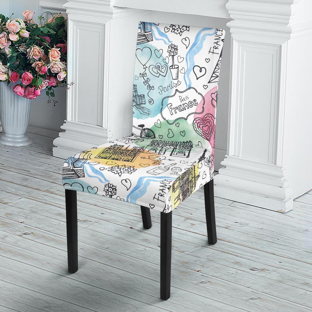 Paris France Print Pattern Chair Cover-grizzshop