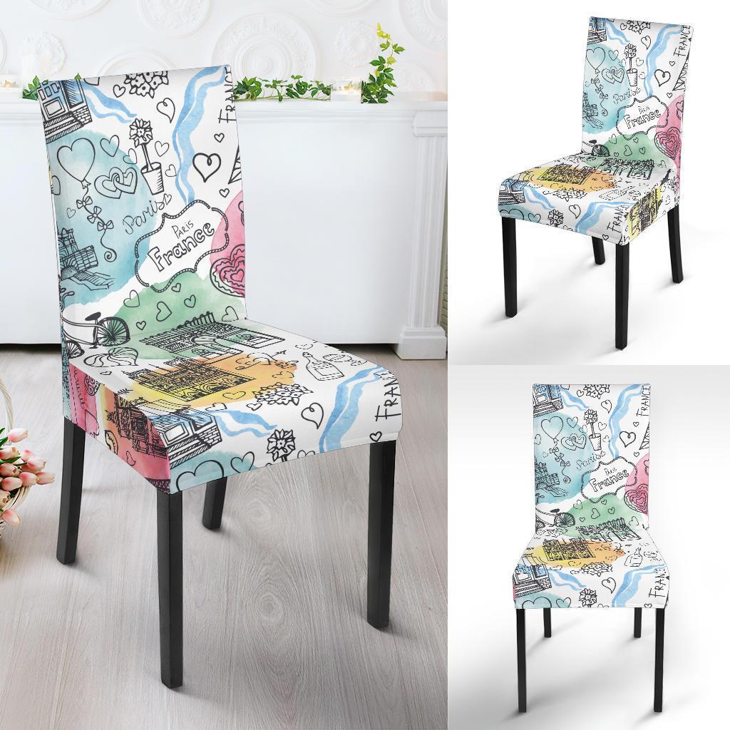 Paris France Print Pattern Chair Cover-grizzshop