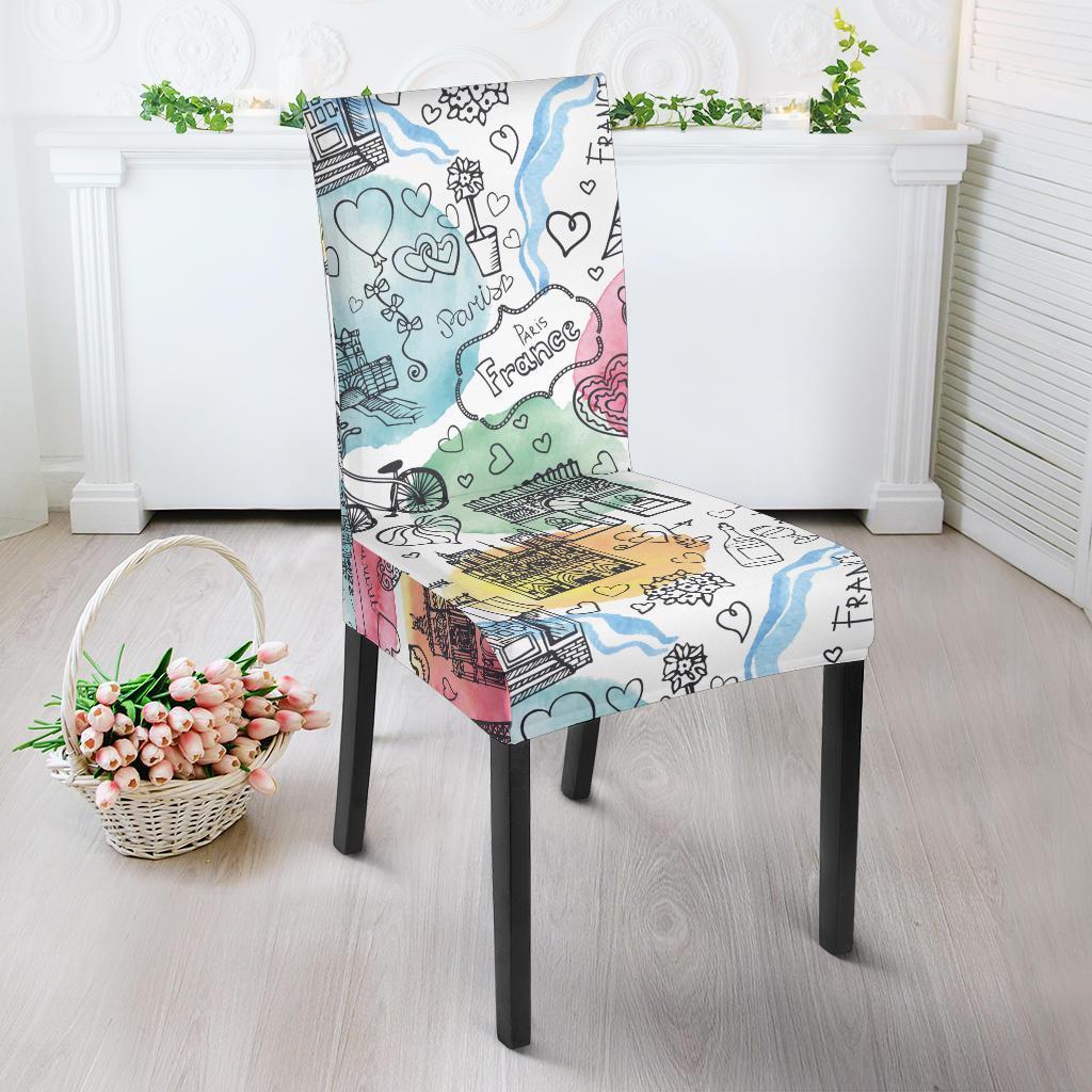 Paris France Print Pattern Chair Cover-grizzshop