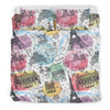 Paris France Print Pattern Duvet Cover Bedding Set-grizzshop