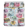 Paris France Print Pattern Duvet Cover Bedding Set-grizzshop