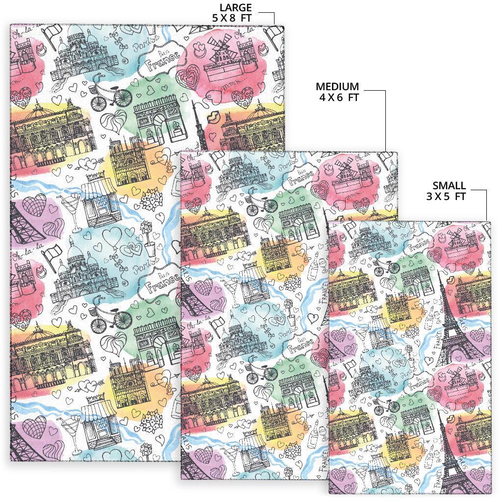 Paris France Print Pattern Floor Mat-grizzshop