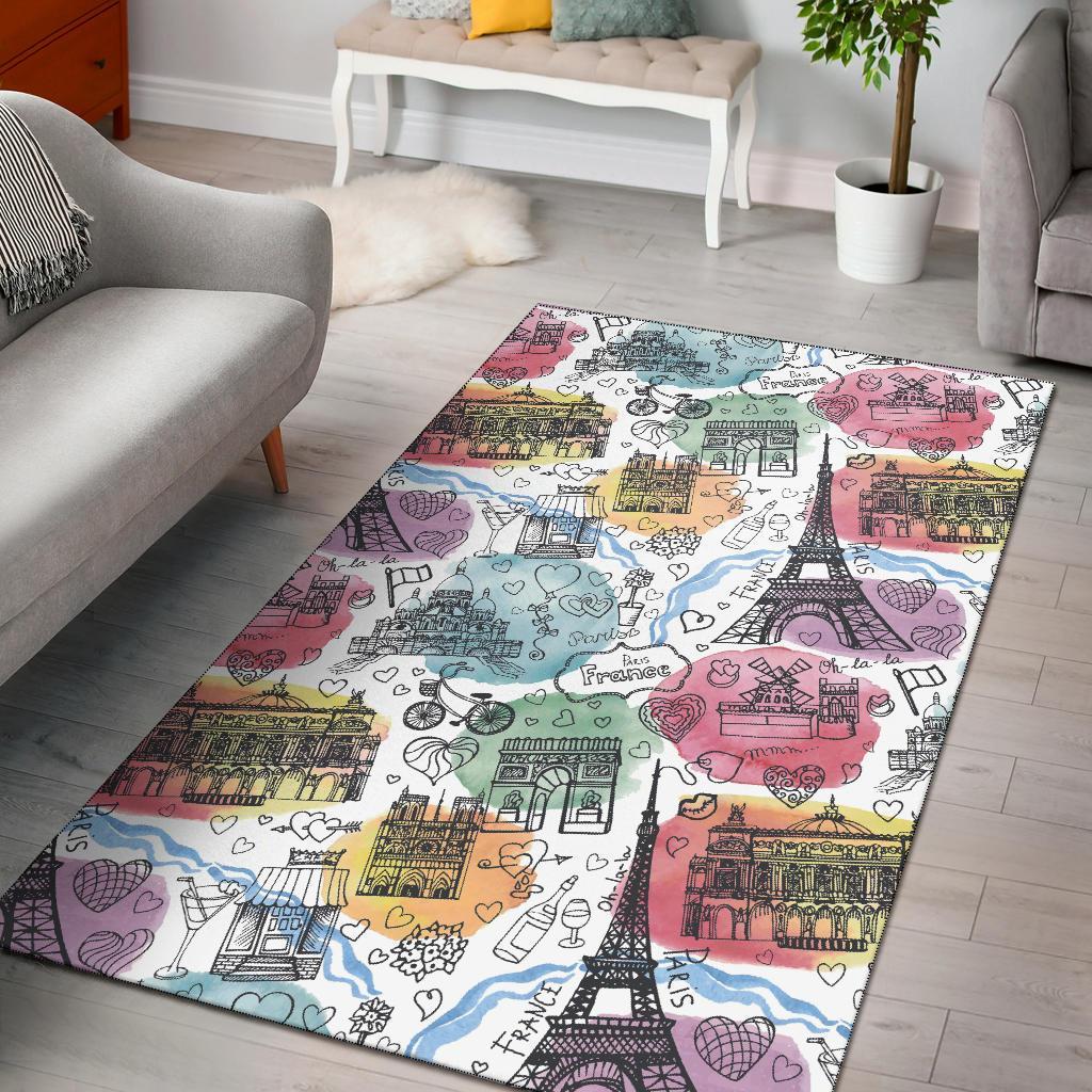 Paris France Print Pattern Floor Mat-grizzshop