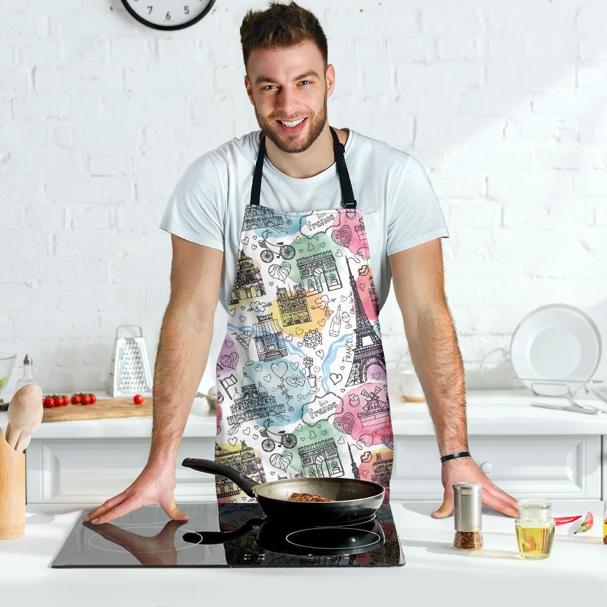 Paris France Print Pattern Men's Apron-grizzshop