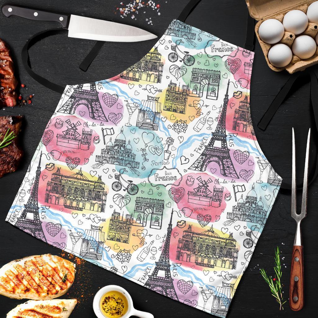 Paris France Print Pattern Men's Apron-grizzshop