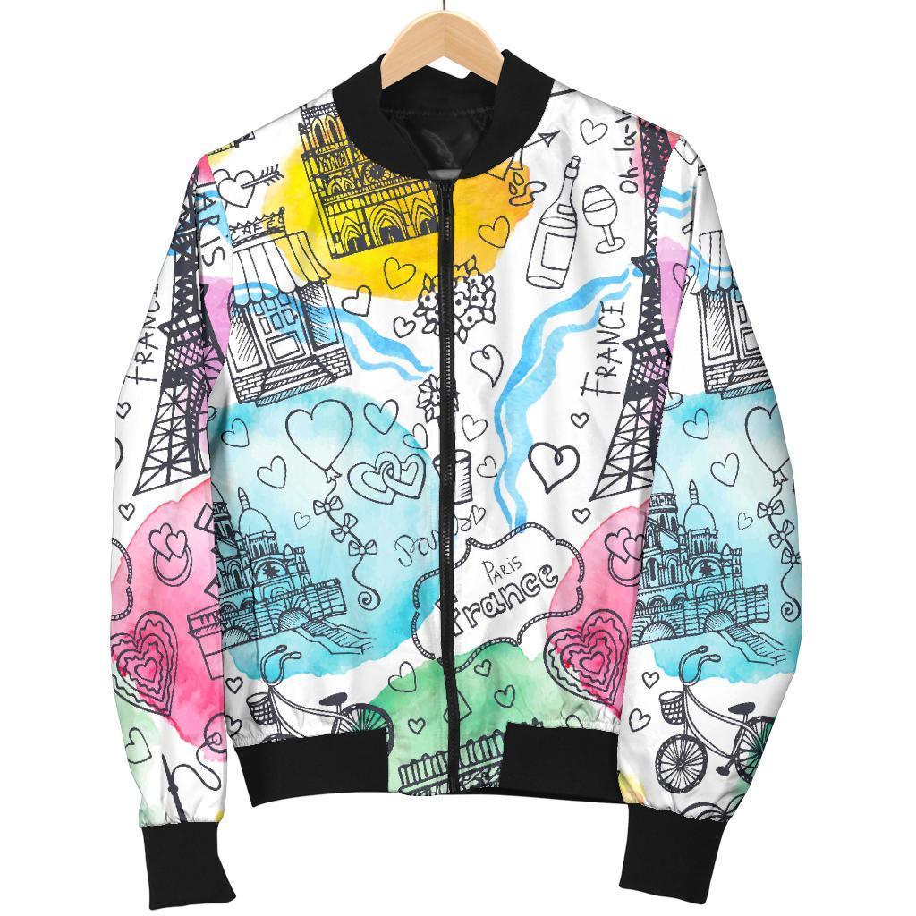 Paris France Print Pattern Men's Bomber Jacket-grizzshop