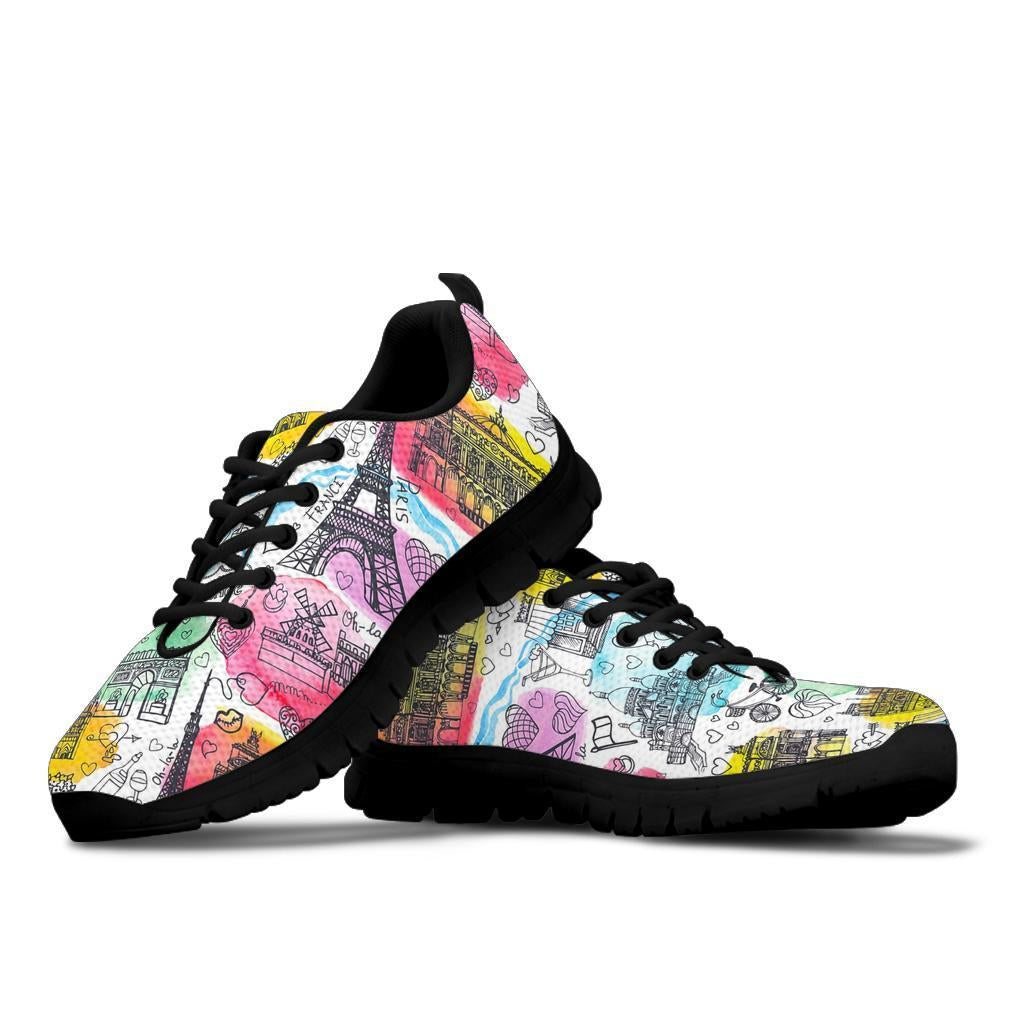 Paris France Print Pattern Sneaker Shoes For Men Women-grizzshop