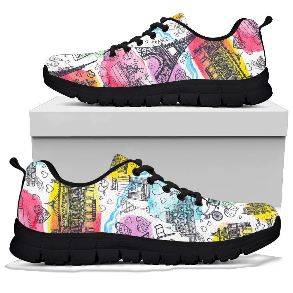 Paris France Print Pattern Sneaker Shoes For Men Women-grizzshop