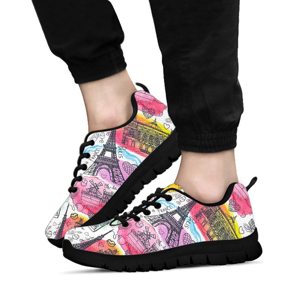 Paris France Print Pattern Sneaker Shoes For Men Women-grizzshop