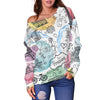 Paris France Print Pattern Women Off Shoulder Sweatshirt-grizzshop