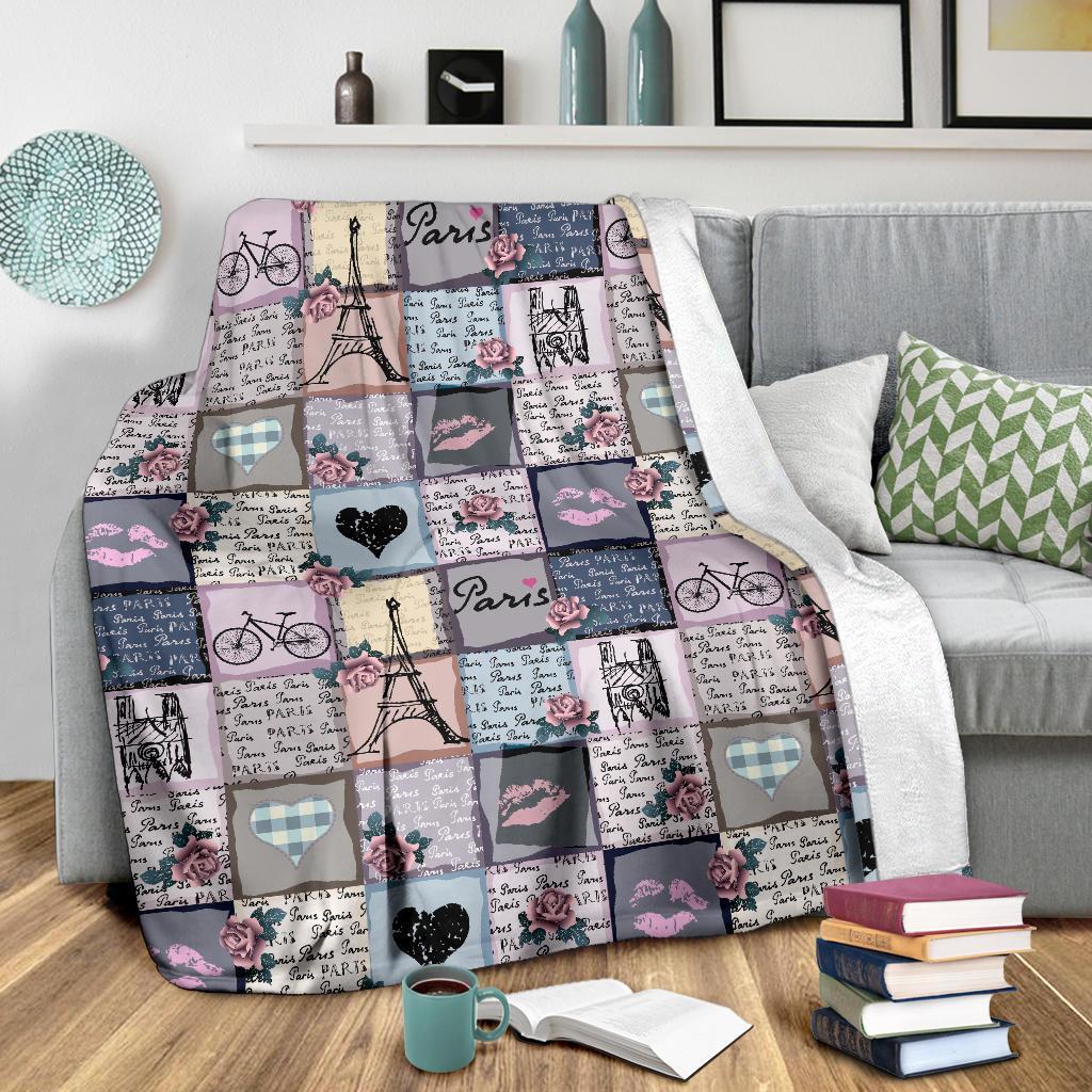 Paris Pattern Print Blanket-grizzshop