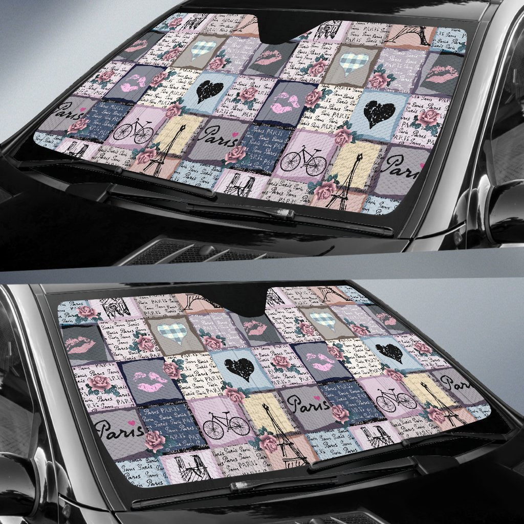 Paris Pattern Print Car Sun Shade-grizzshop