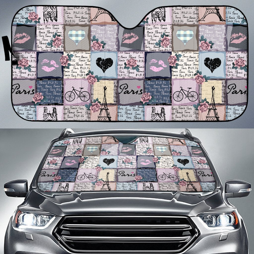 Paris Pattern Print Car Sun Shade-grizzshop