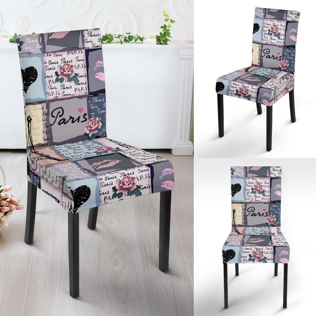 Paris Pattern Print Chair Cover-grizzshop