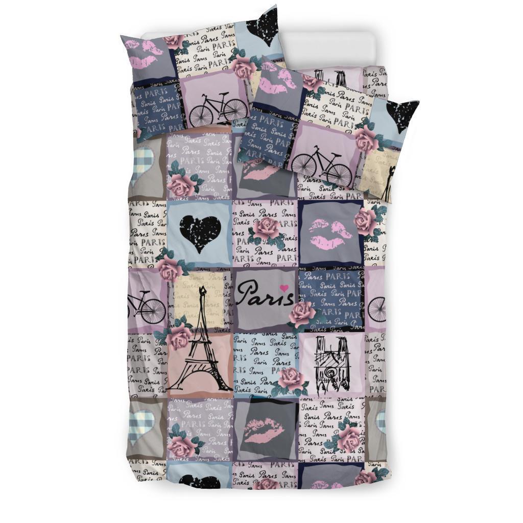 Paris Pattern Print Duvet Cover Bedding Set-grizzshop