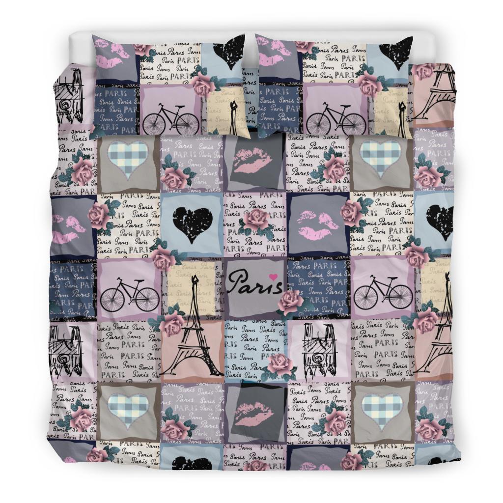 Paris Pattern Print Duvet Cover Bedding Set-grizzshop