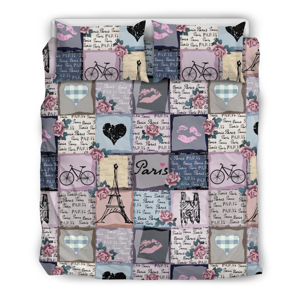 Paris Pattern Print Duvet Cover Bedding Set-grizzshop