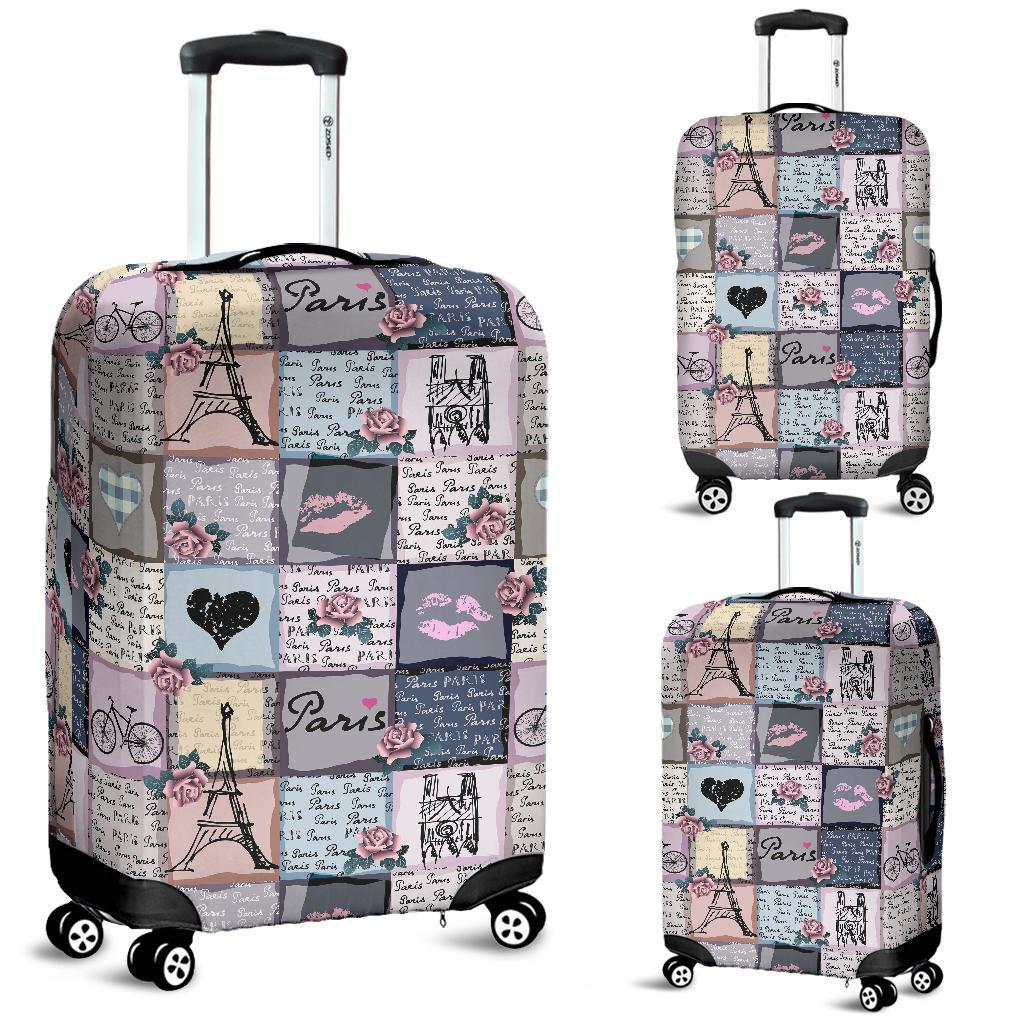 Paris Pattern Print Luggage Cover Protector-grizzshop