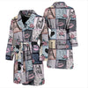 Paris Pattern Print Men Long Robe-grizzshop