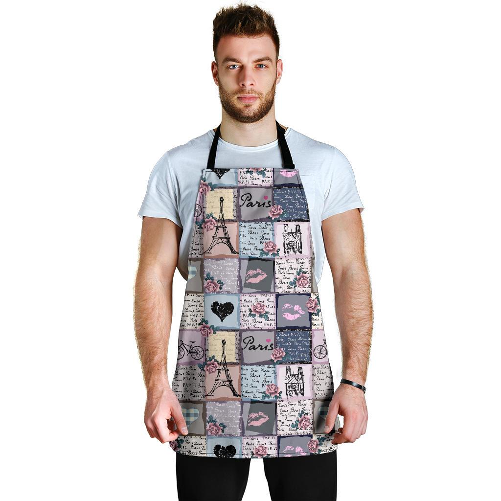 Paris Pattern Print Men's Apron-grizzshop