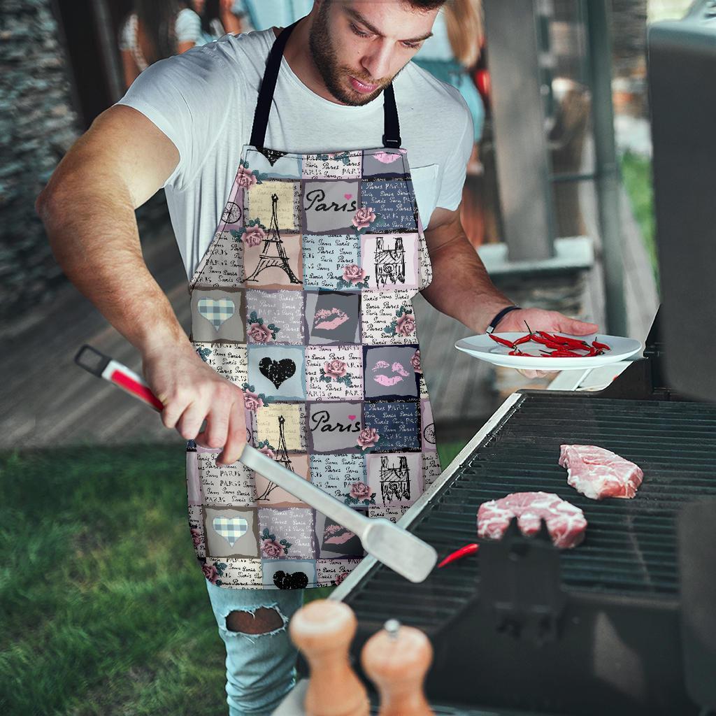 Paris Pattern Print Men's Apron-grizzshop