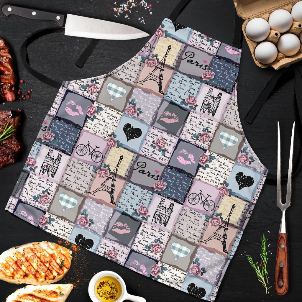 Paris Pattern Print Men's Apron-grizzshop