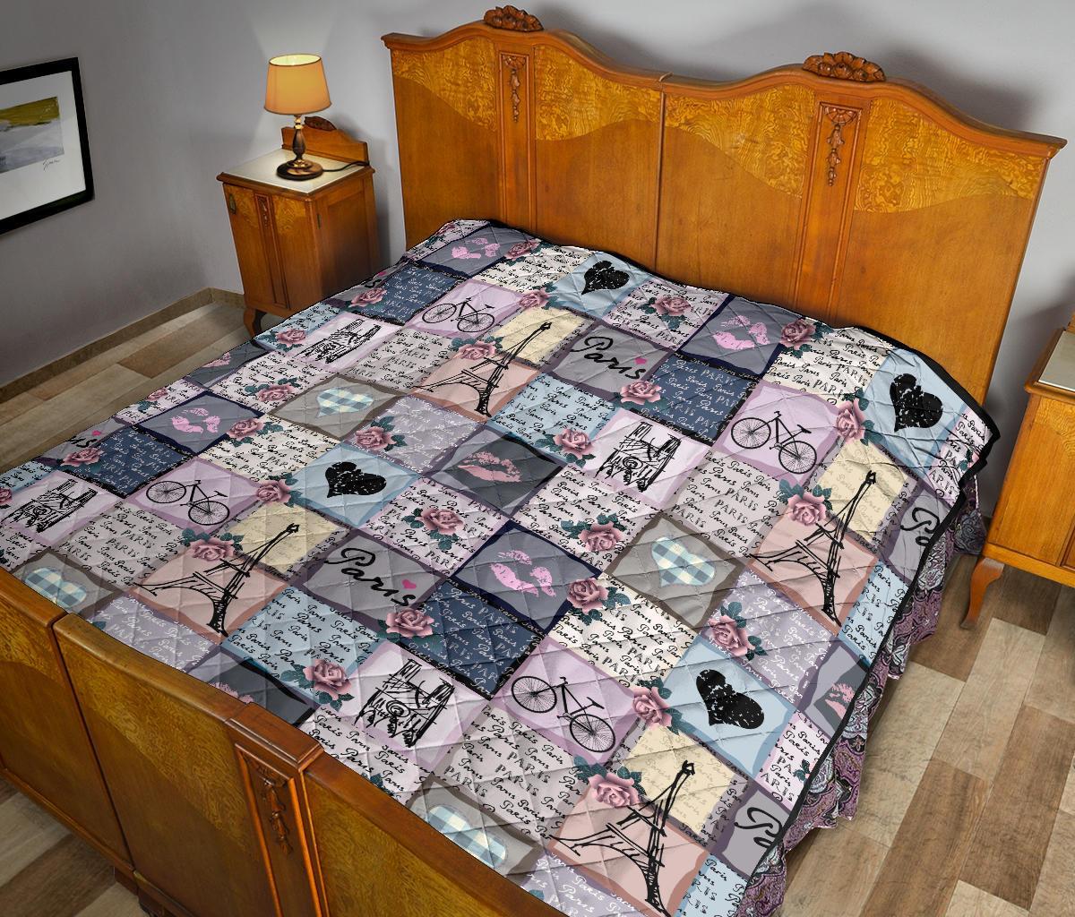 Paris Pattern Print Quilt-grizzshop