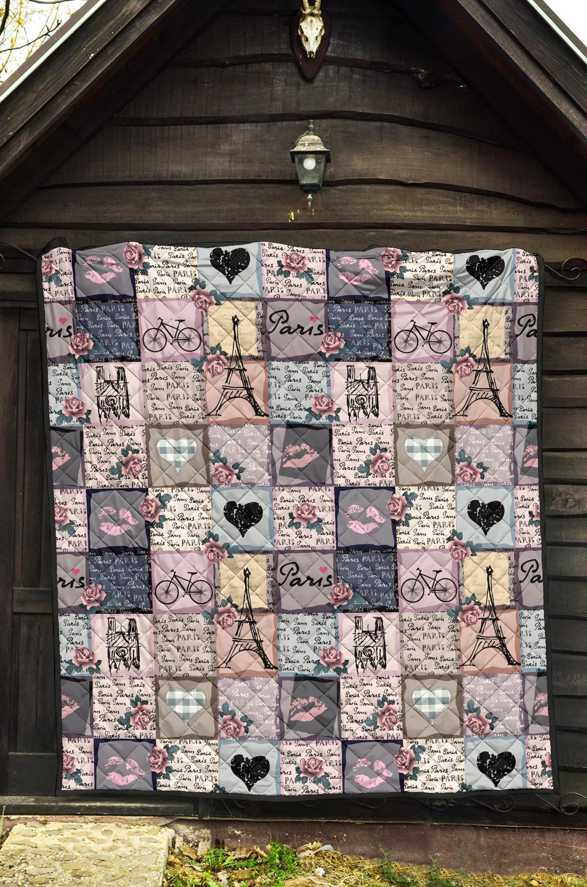 Paris Pattern Print Quilt-grizzshop