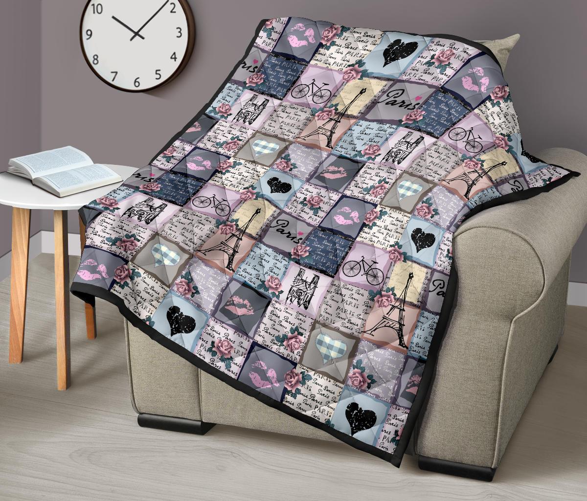 Paris Pattern Print Quilt-grizzshop