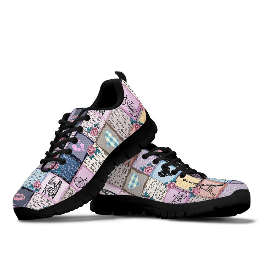 Paris Pattern Print Sneaker Shoes For Men Women-grizzshop