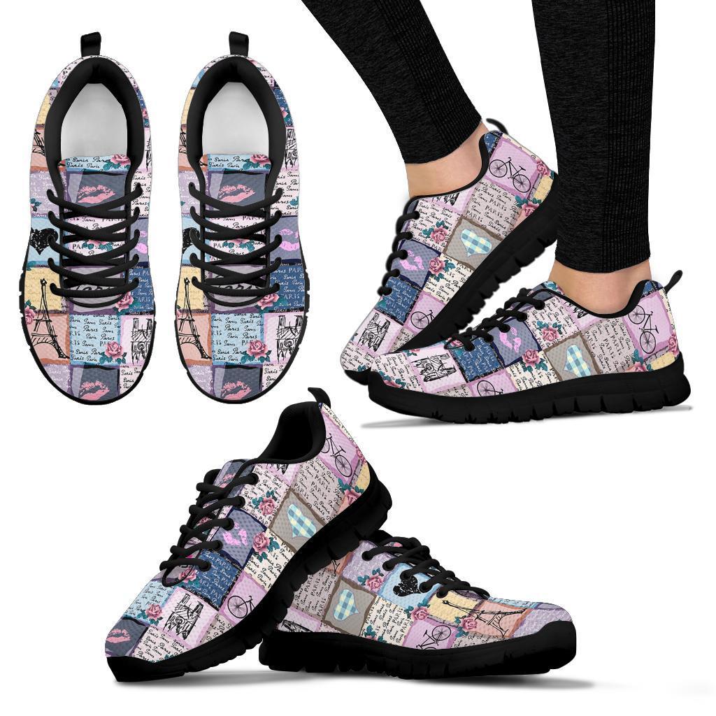 Paris Pattern Print Sneaker Shoes For Men Women-grizzshop