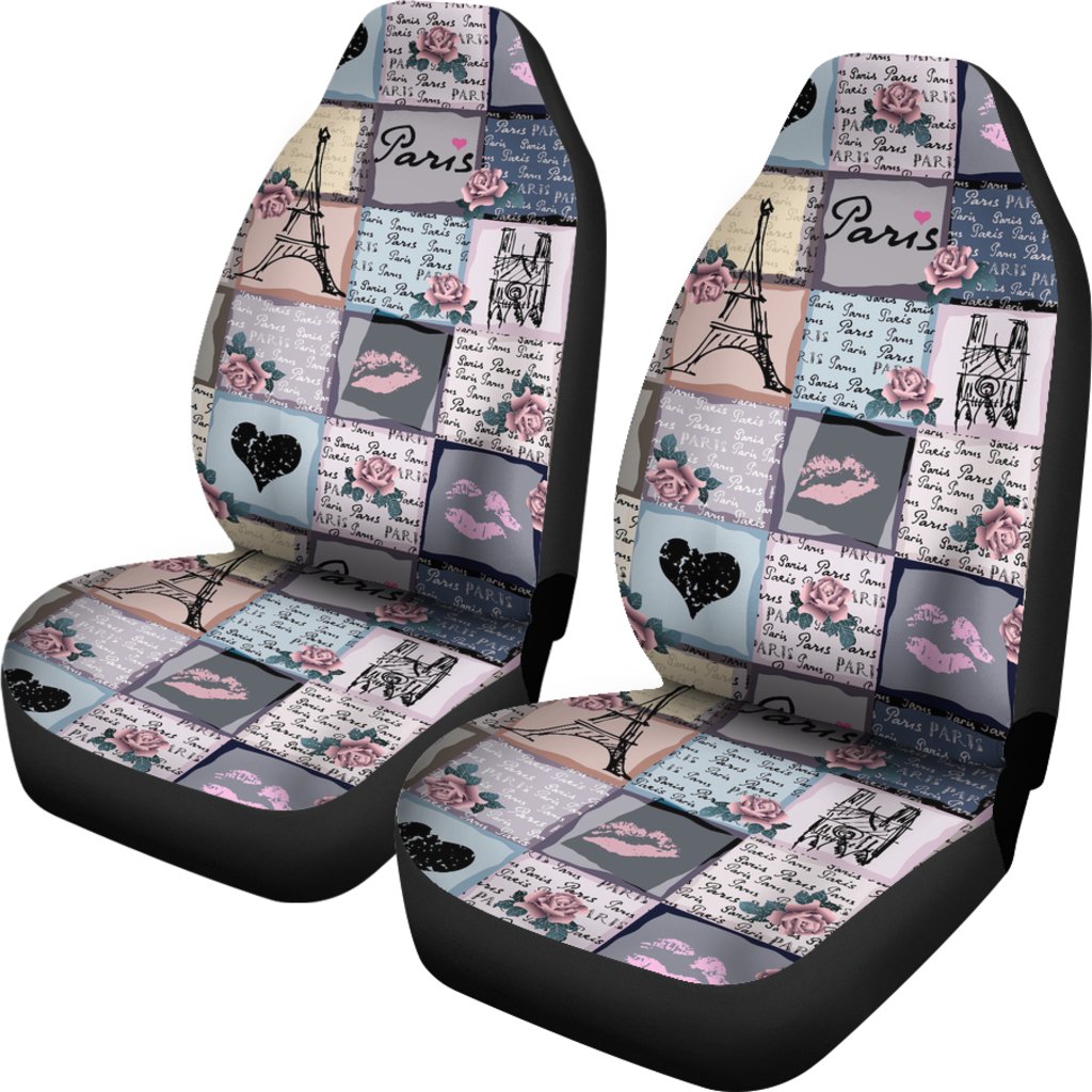 Paris Pattern Print Universal Fit Car Seat Covers-grizzshop