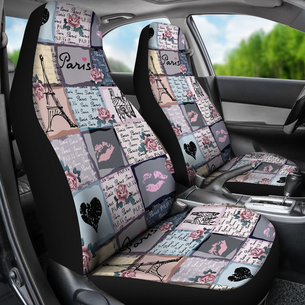 Paris Pattern Print Universal Fit Car Seat Covers-grizzshop