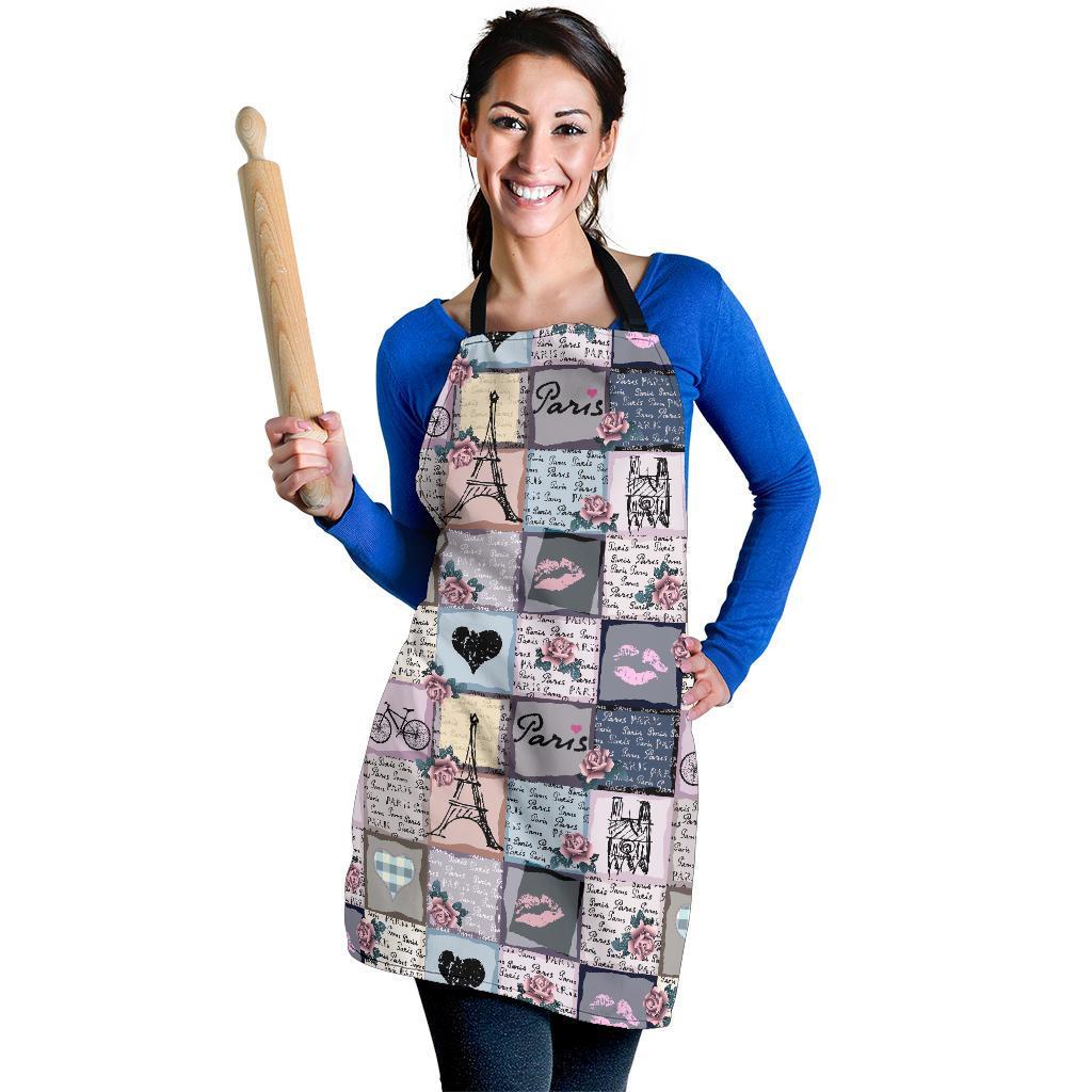 Paris Pattern Print Women's Apron-grizzshop