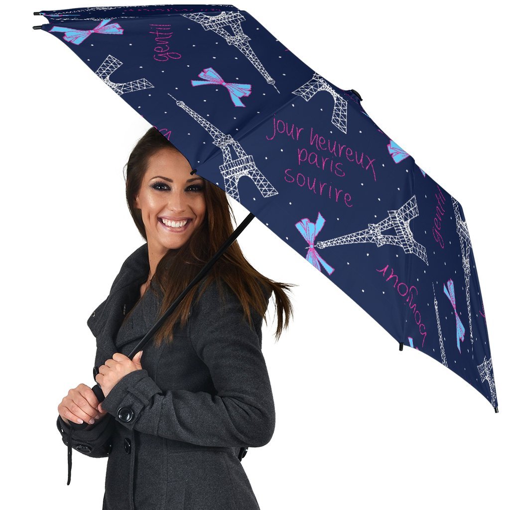 Paris Print Pattern Automatic Foldable Umbrella-grizzshop