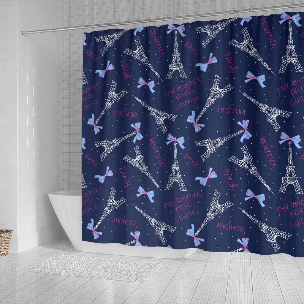 Paris Print Pattern Bathroom Shower Curtain-grizzshop